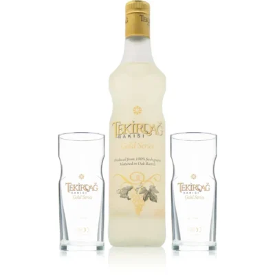 Tekirdag gold mit 2 Tekirdag gold Gläsern