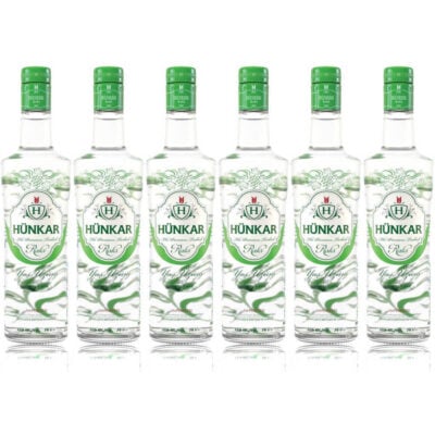 Sparpaket 6 x Hünkar Raki Yaz Üzüm 4,2 l, Flasche von vorn mit dem Etikett
