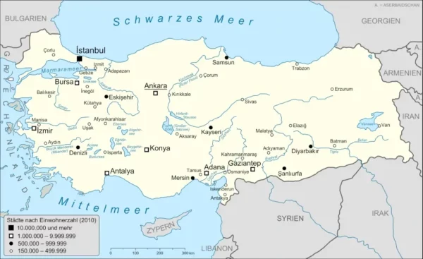 Türkischer Wein Karte der Türkei