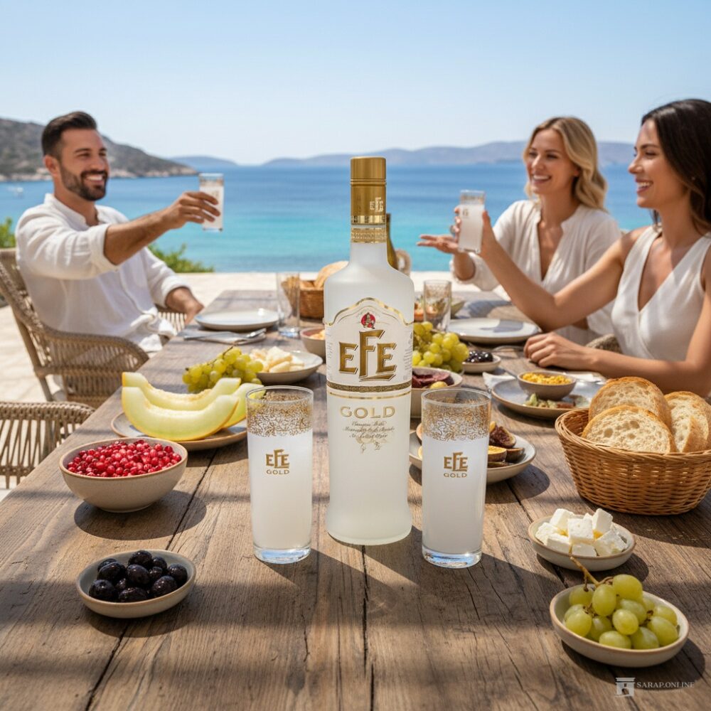 Efe Raki Gold mit 2 Gläsern Galeriebild