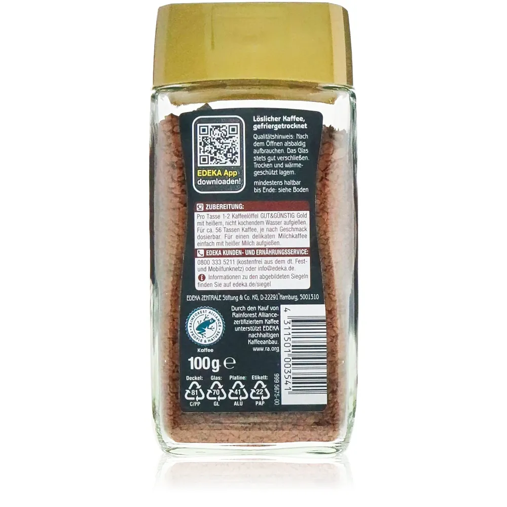 Gut & Günstig Gold klassisch löslicher Kaffee 100g Gut & Günstig Gold klassisch löslicher Kaffee 100g – Bild 2