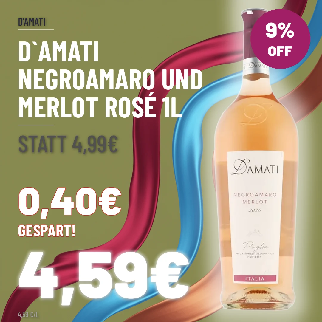 Türkischer Wein und Raki D`Amati Negroamaro und Merlot Rosé 1L