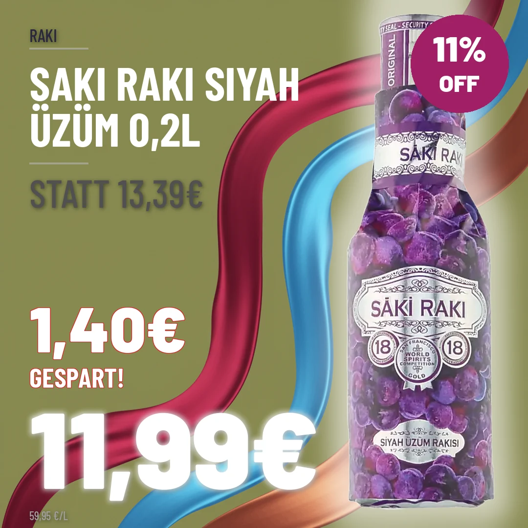 Türkischer Wein und Raki Saki Raki Siyah Üzüm 0,2l