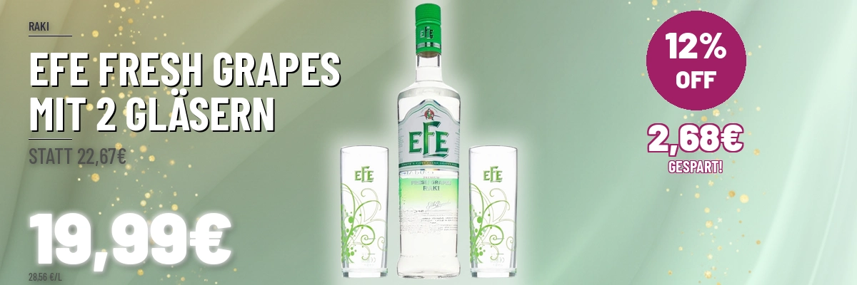 Efe Fresh Grapes Raki mit 2 Gläsern