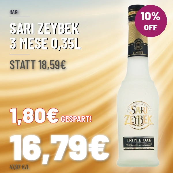 Türkischer Wein und Raki Sari Zeybek 3 Mese 0,35l