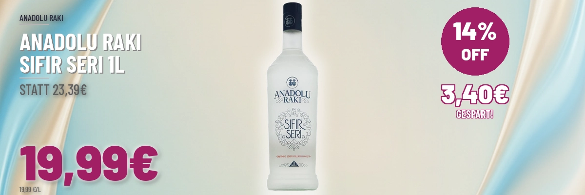 Türkischer Wein und Raki online kaufen Anadolu Raki Sifir Seri 1l