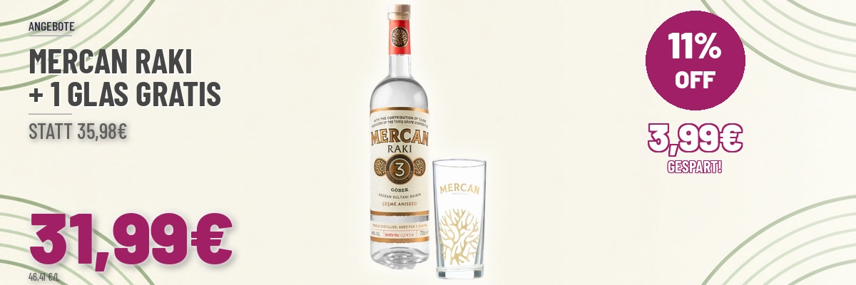 Mercan Raki mit 1 Mercan Raki Glas