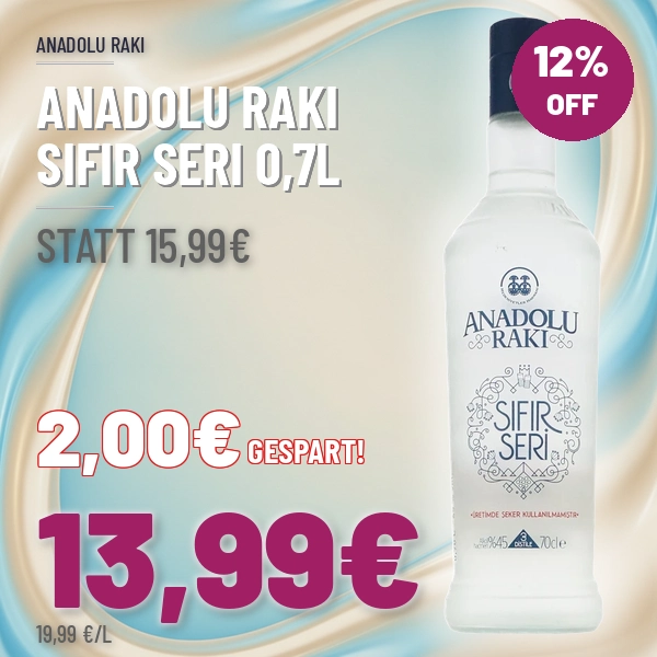 Türkischer Wein und Raki online kaufen Anadolu Raki Sifir Seri 0.7l