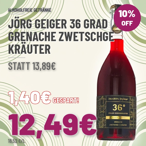 Jörg Geiger 36 Grad Grenache Zwetschge Kräuter Alkoholfrei