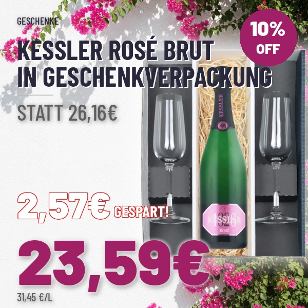 Türkischer Wein und Raki online kaufen Kessler Rose Brut in Geschenkverpackung