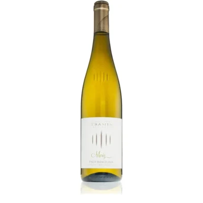 Cantina Tramin Moriz Pinot Bianco 0,75 l, Flasche von vorn mit dem Etikett