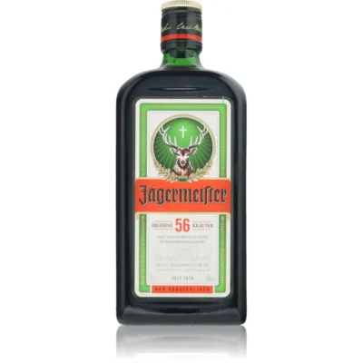 Jägermeister 0,7l, Flasche von vorn mit dem Etikett