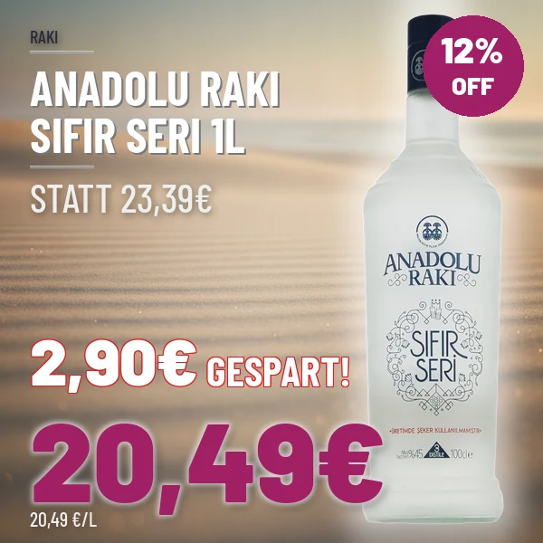 Türkischer Wein und Raki online kaufen Anadolu Raki Sifir Seri 1l